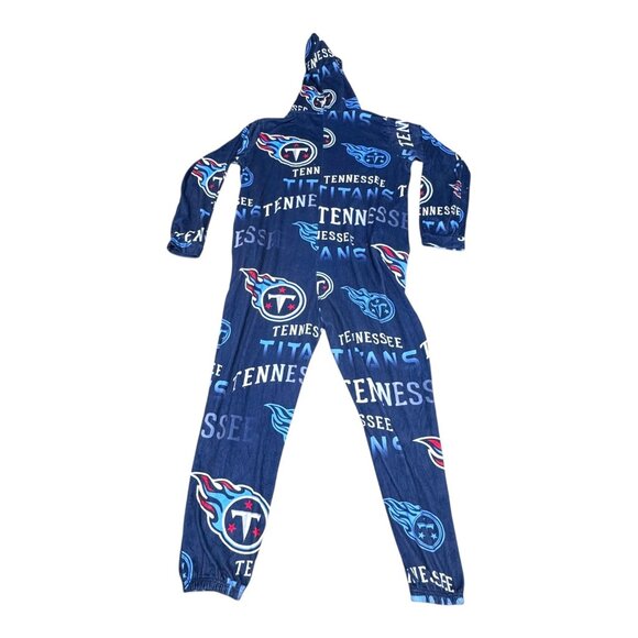 Tennessee Titans Adult One Piece Hooded Pajamas Full Zipper Closure XL Men Women - Picture 3 of 4